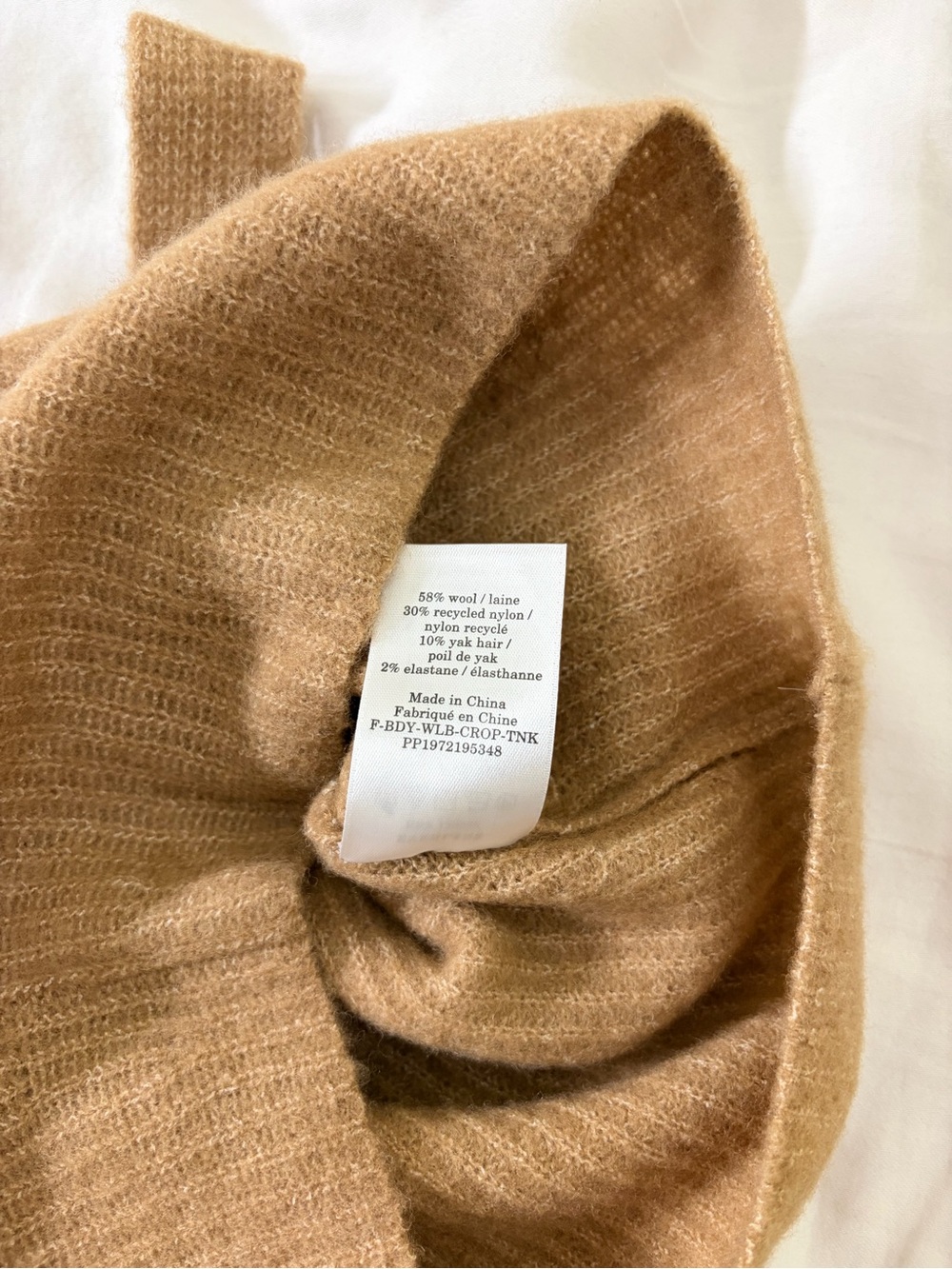 Everlane The Cozy Stretch Cropped Tank Camel Yak Wool Blend Sweater XXS - Picture 5 of 5
